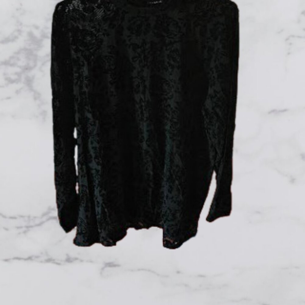 Torrid Black Long Sleeve Turtleneck Floral Sheer - Like New